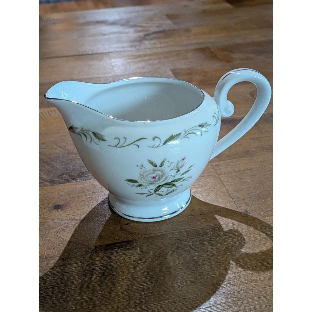 Vintage Romance Diamond China White Rose Creamer